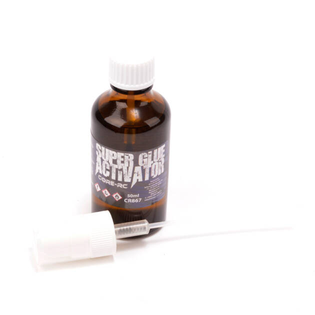 CR867 SUPER GLUE ACTIVATOR 50ML - GLASS BOTTLE +ATOMISER